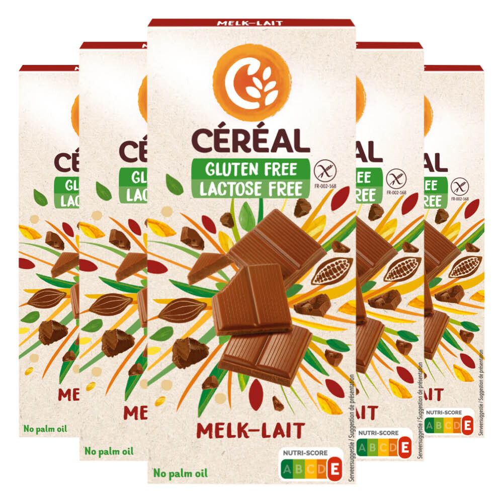 5x Céréal Melkchocolade Tablet Glutenvrij en Lactosevrij 100 gr