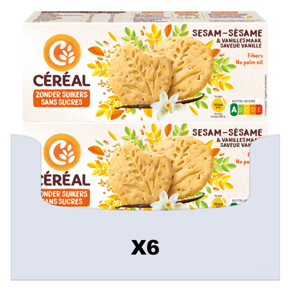 6x Céréal Sesamkoekjes Met Vanillesmaak 132 Gr