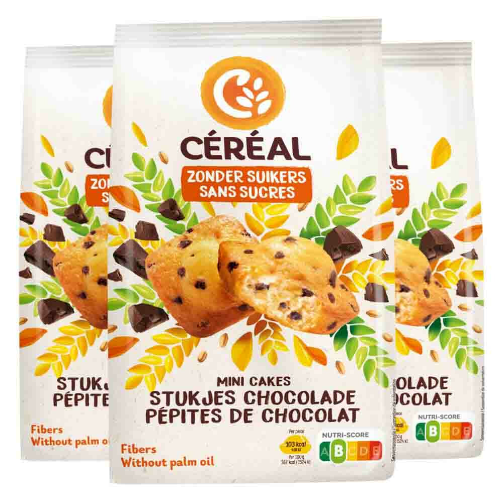 3x Céréal Mini Cakes Stukjes Chocolade 196 gr