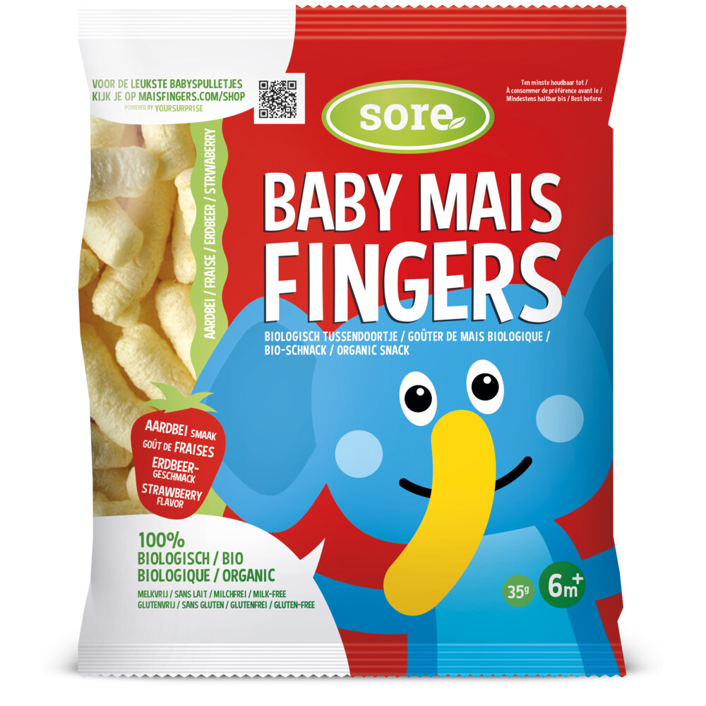 Sore Baby Maisfingers Aardbei 35 gr