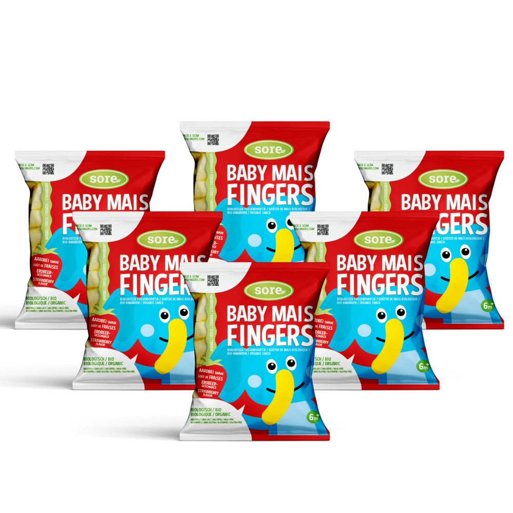 6x Sore Baby Maisfingers Aardbei 35 gr