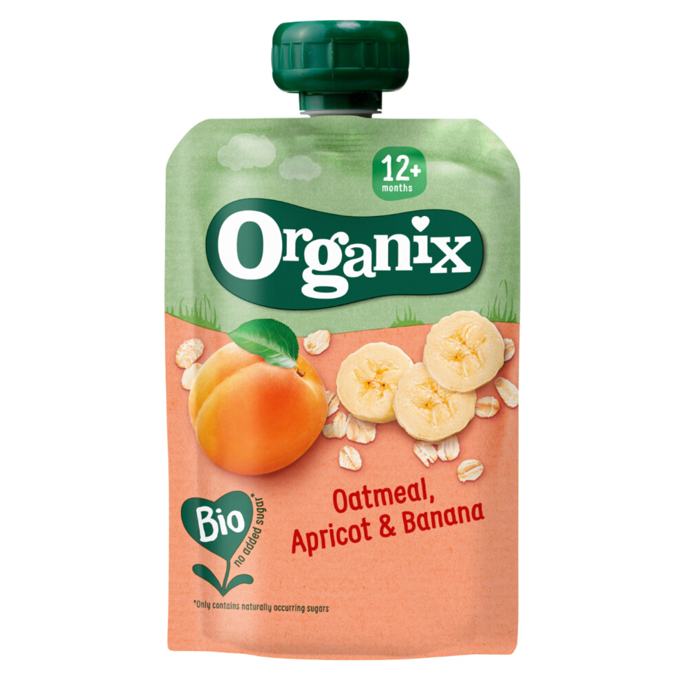 Organix Knijpfruit 12+m Havermout Abrikoos&Banaan 100 gr