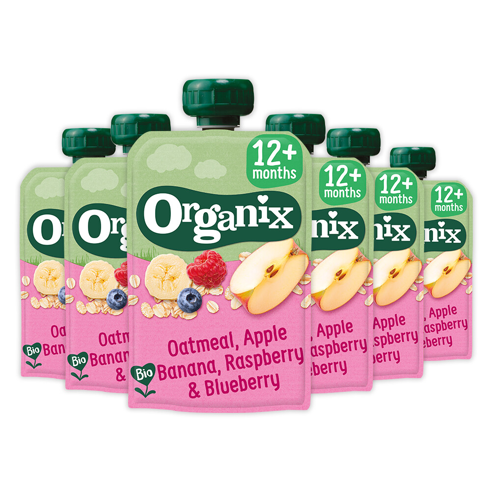 6x Organix Knijpfruit 12+m Haver Appel&Banaan 100 gr