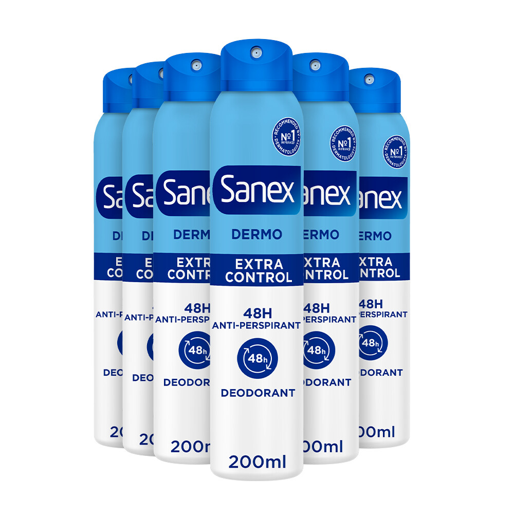 6x Sanex Deodorant Spray Dermo Extra Control 200 ml