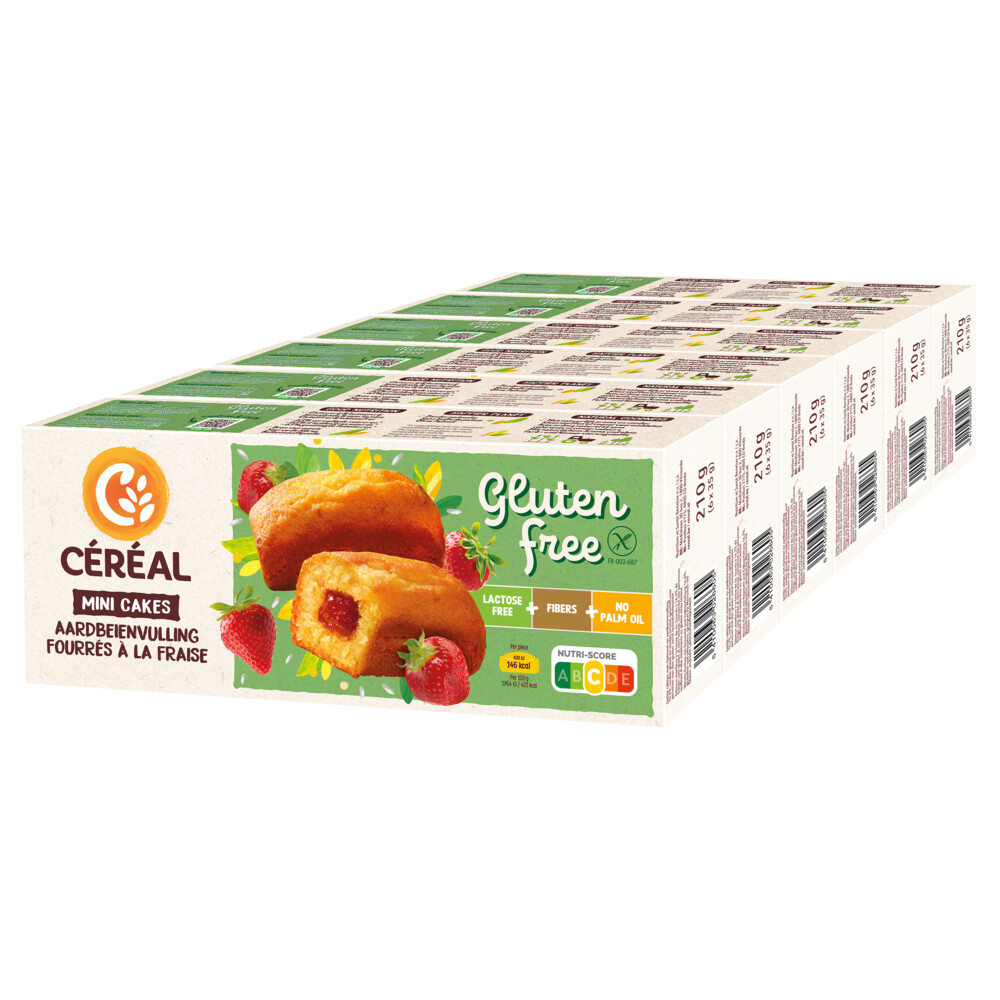 6x Céréal Mini Cakes met Aardbeienvulling 210 gr