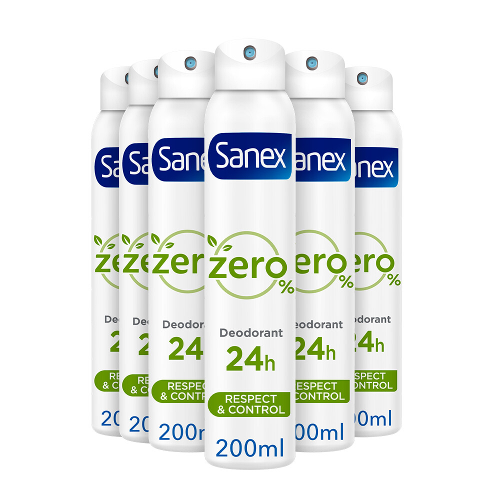 6x Sanex Deodorant Spray Zero% Normale huid 200 ml