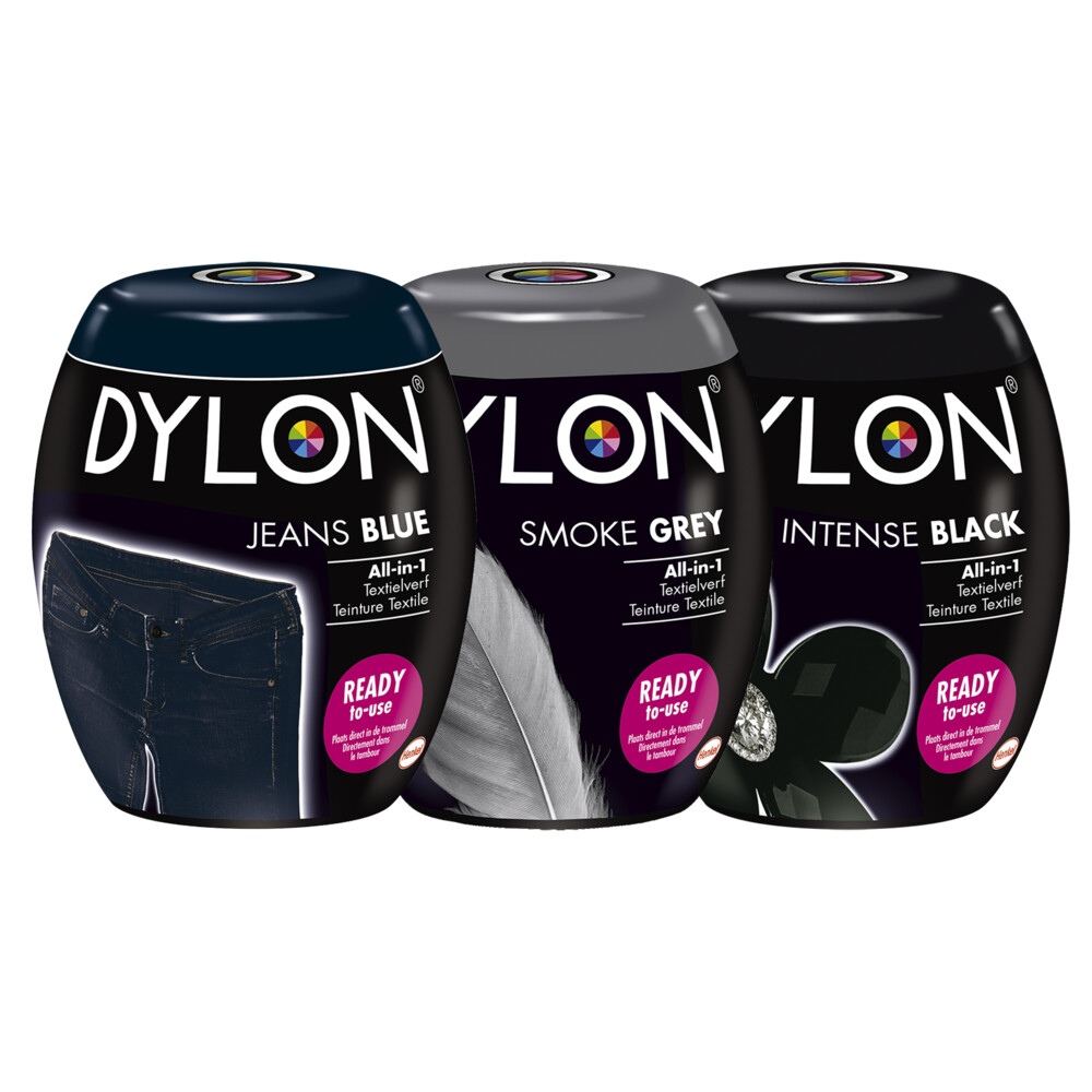 Opwekking redactioneel ontbijt Dylon Textielverf - Intense Black, Smoke Grey & Blue Jeans Pakket | Plein.nl