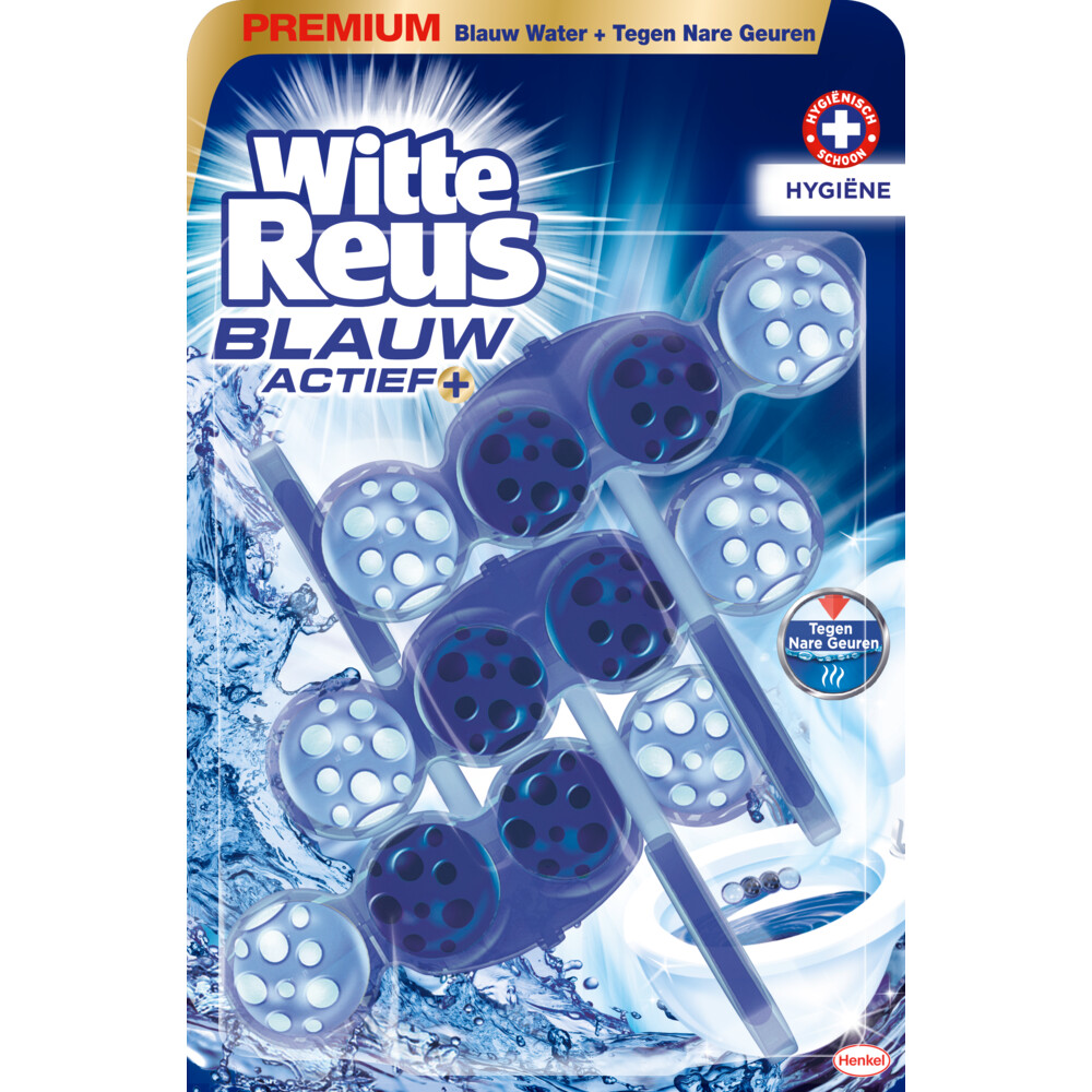 9x Witte Reus Toiletblok Blauw Actief Hygiene 3 stuks