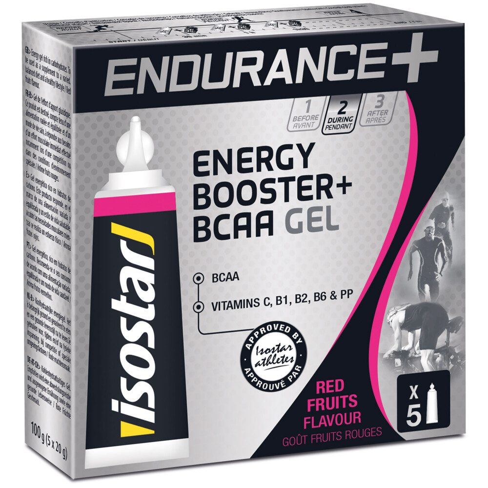 Isostar Endurance + Energy Rood Fruit & BCAA Gel 100 Gr | Plein.nl