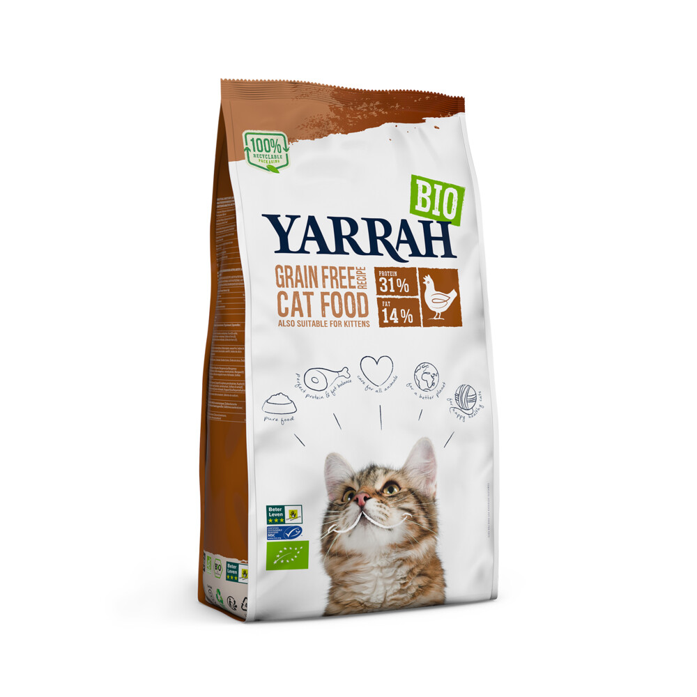 Yarrah Biologisch Kattenvoer Graanvrij Kip Vis 10 kg
