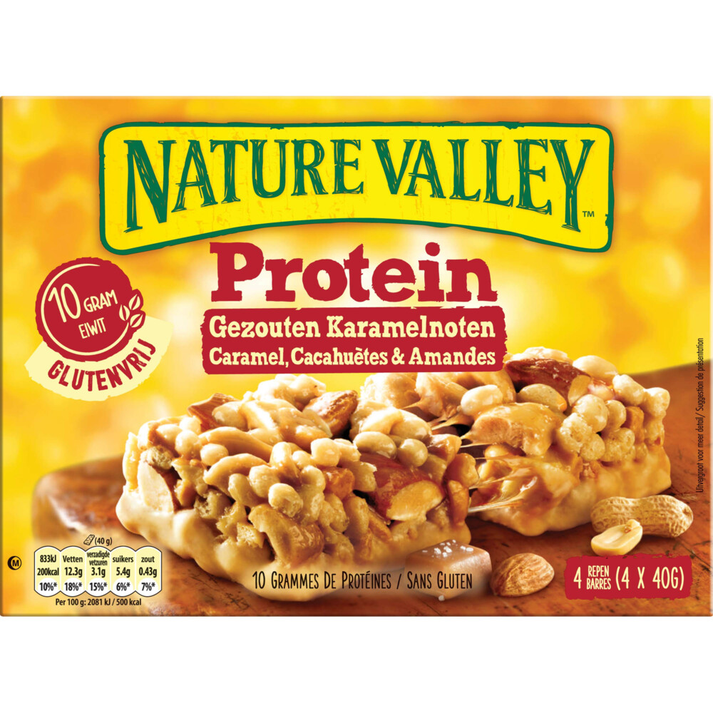 6x Nature Valley Proteine Gezouten Karamelnoten 4-pack 4 stuks