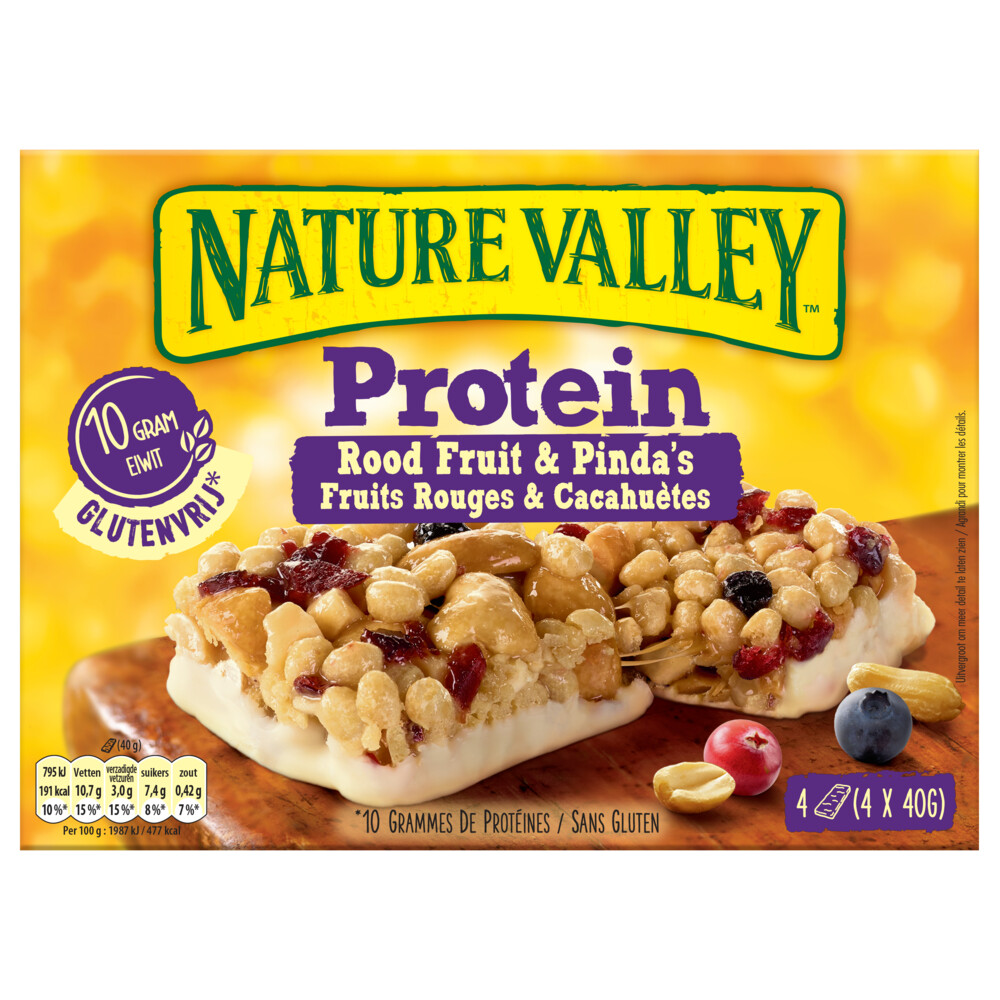 8x Nature Valley Proteine Rood Fruit&Pinda's 4-pack