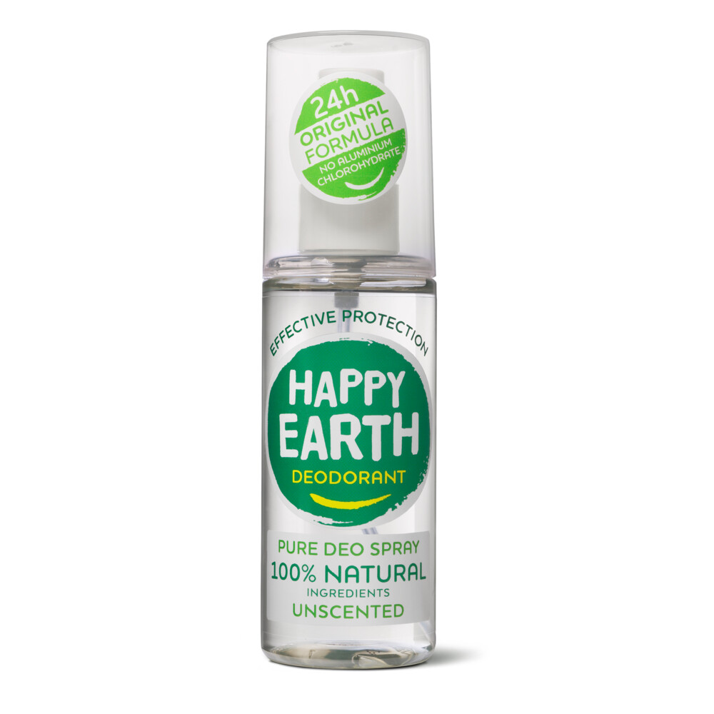 6x Happy Earth Pure Deodorant Spray Unscented 100 ml