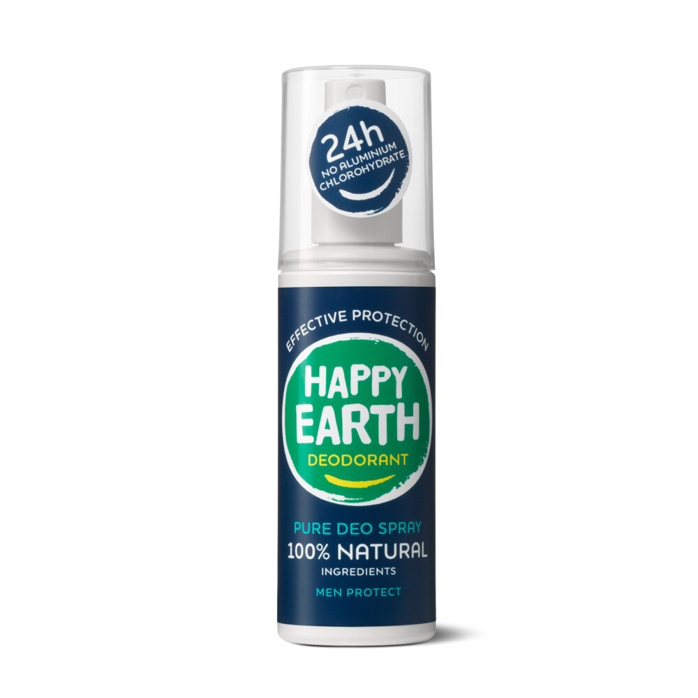 6x Happy Earth Pure Deodorant Spray Men Protect 100 ml