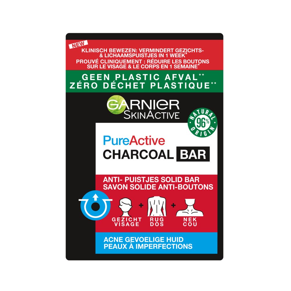 Garnier SkinActive Pure Active Charcoal Gezichtsreinigings Bar 100 gram