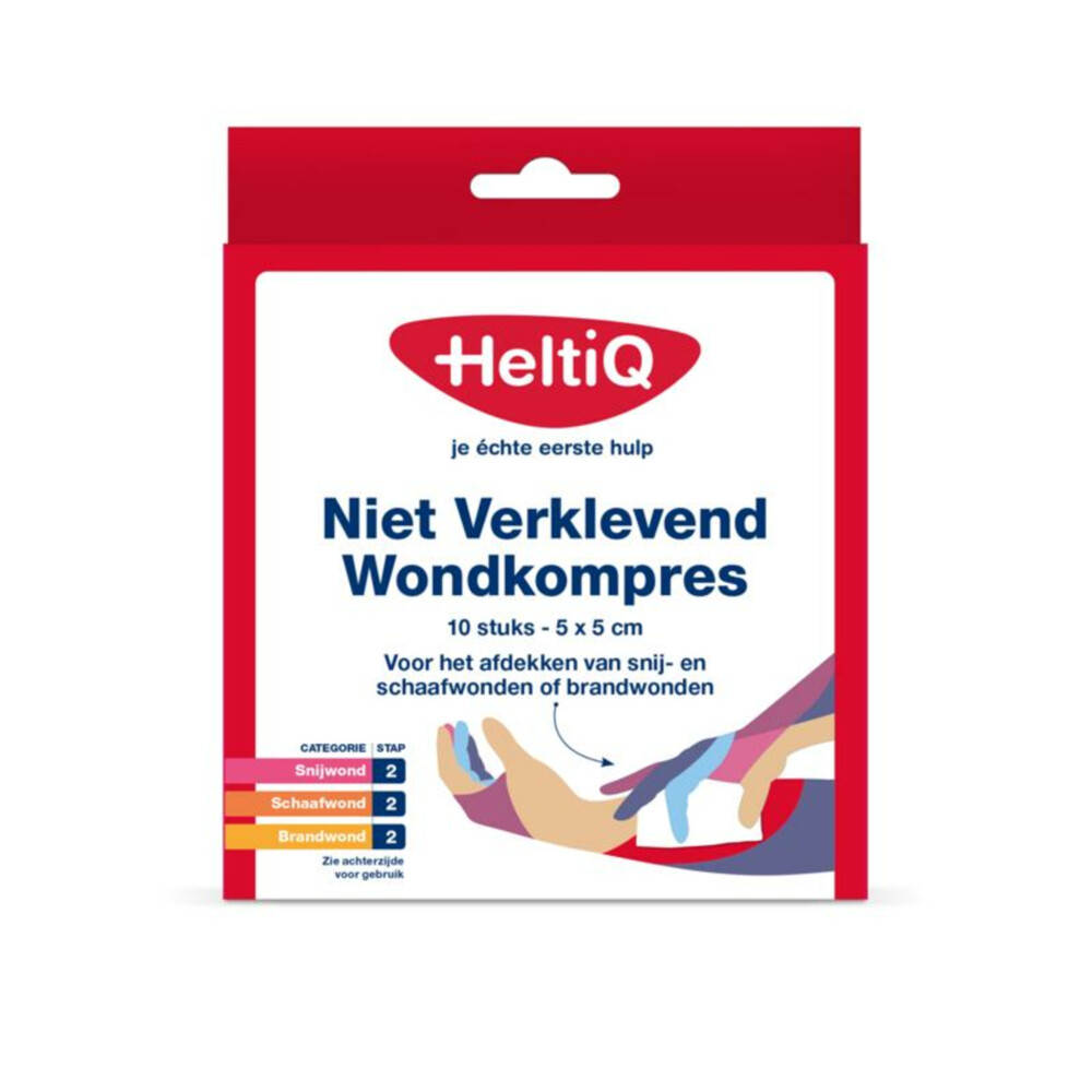 HeltiQ Niet Verklevend Wondkompres 5 x 5 cm 10 stuks