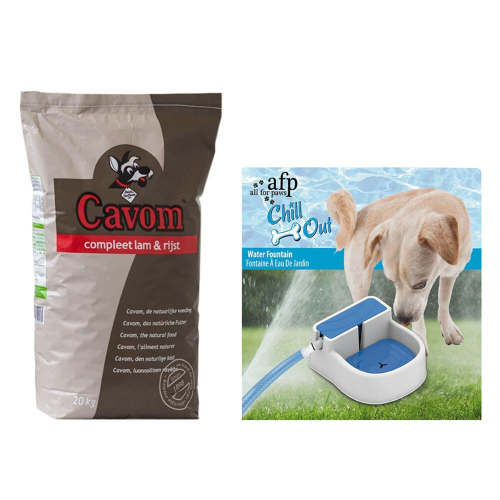 Cavom Compleet Hondenvoer Lam Rijst&Afp Waterbak Pakket