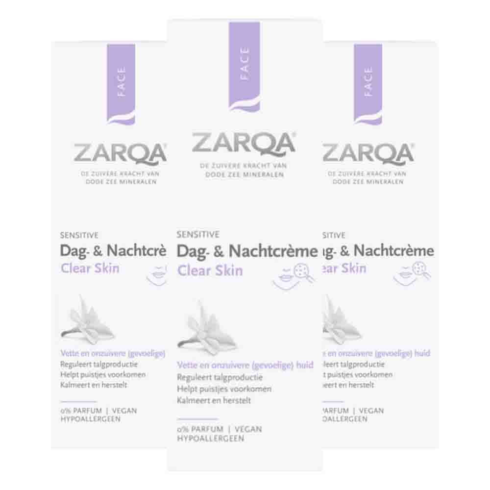 3x Zarqa Clear Skin Dag- en Nachtcrème 75 ml