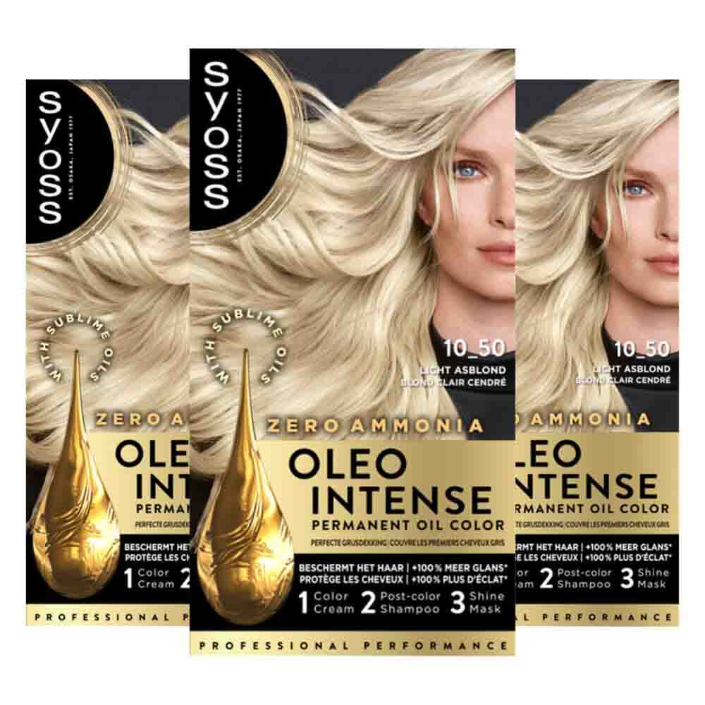 3x Syoss Oleo Intense Haarverf 10-50 Licht Asblond