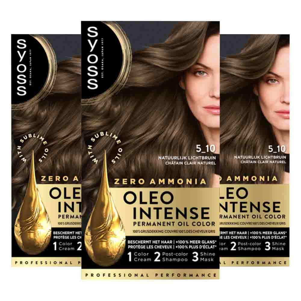 3x Syoss Oleo Intense Haarverf 5-10 Cool Bruin
