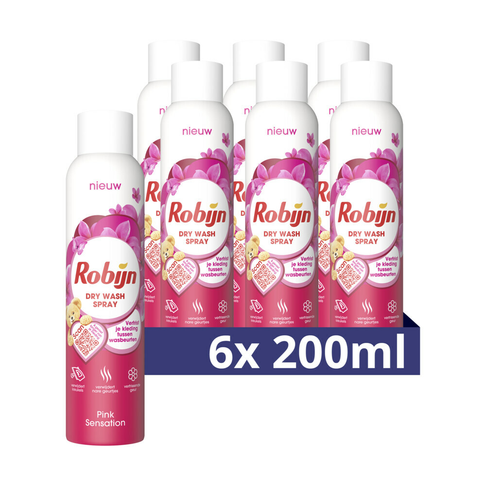 6x Robijn Dry Wash Spray Pink Sensation 200 ml