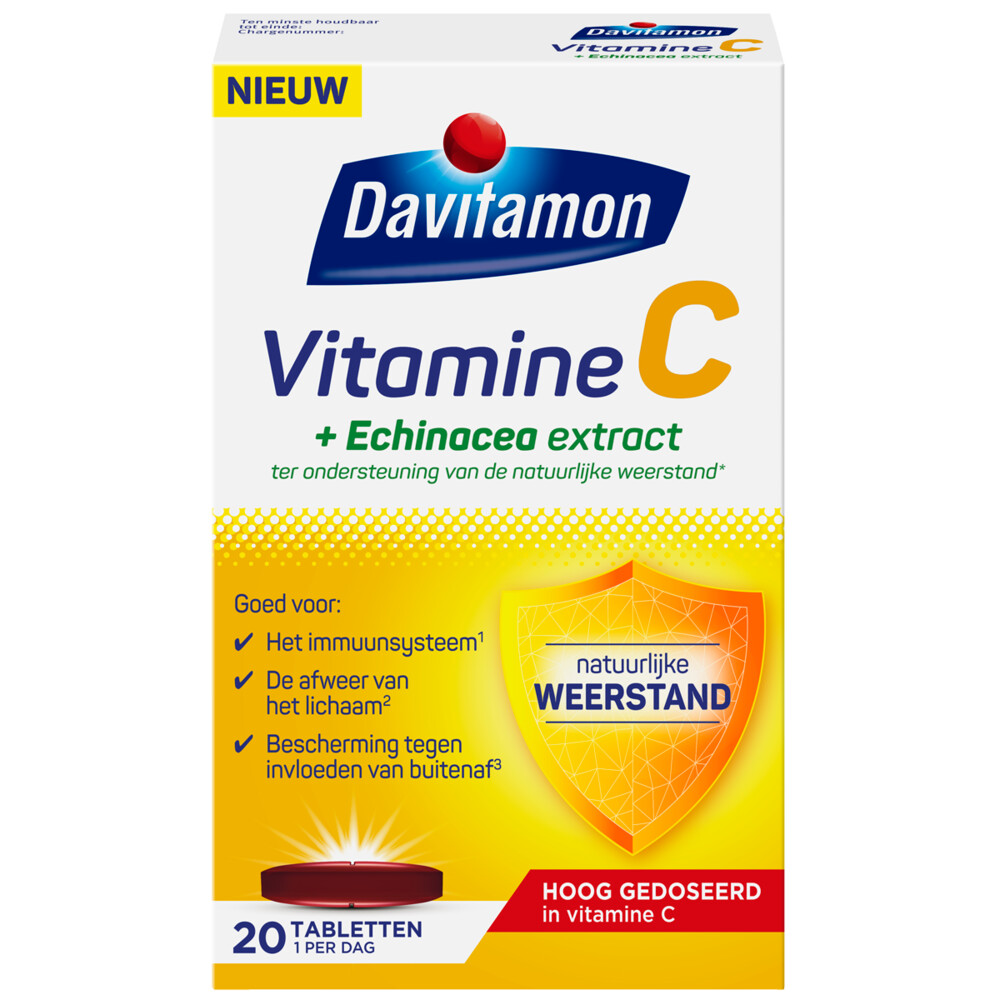 Werkwijze kloon Volwassenheid Davitamon Vitamine C + Echinacea 20 tabletten | Plein.nl