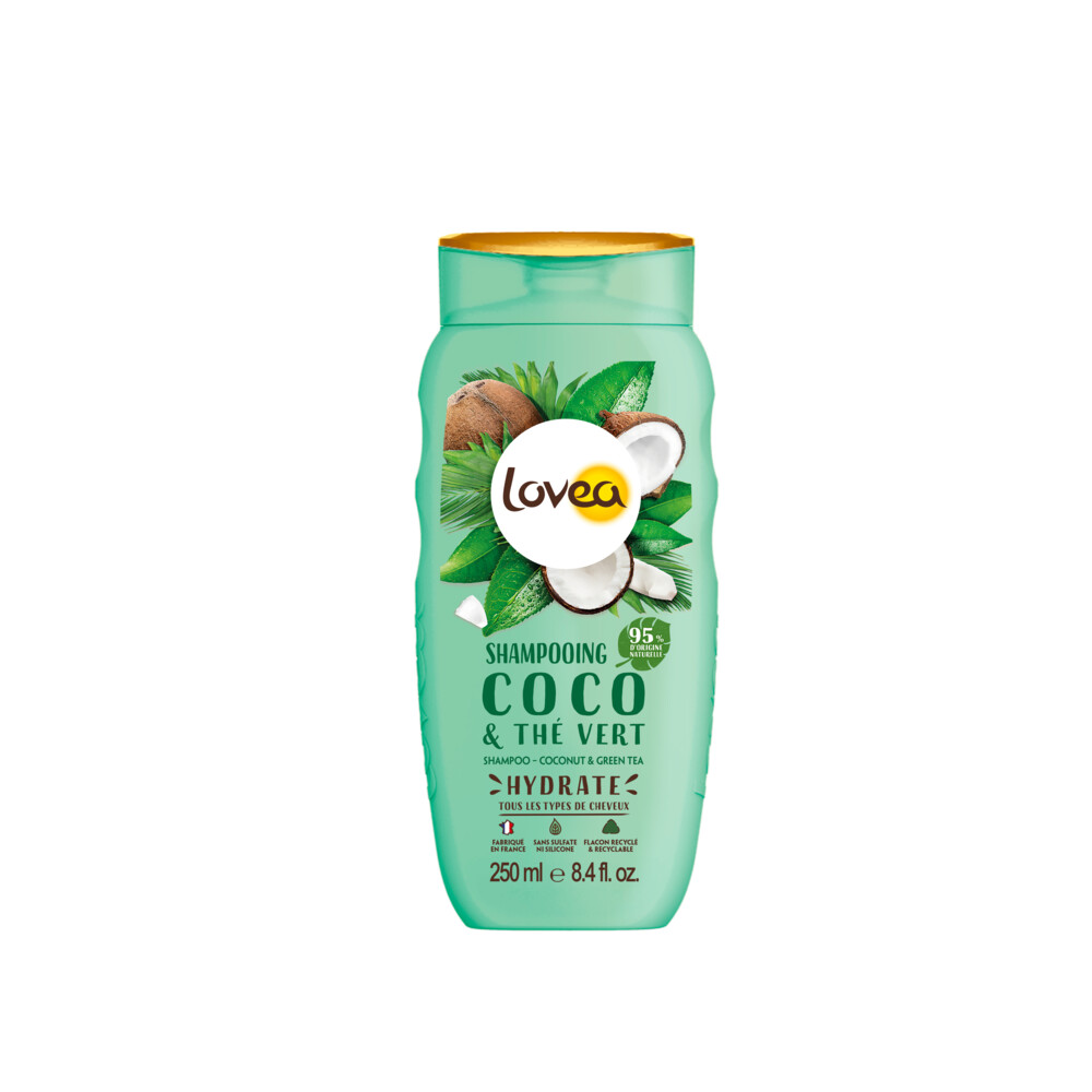 6x Lovea Kokos en Groene Thee Shampoo 250 ml