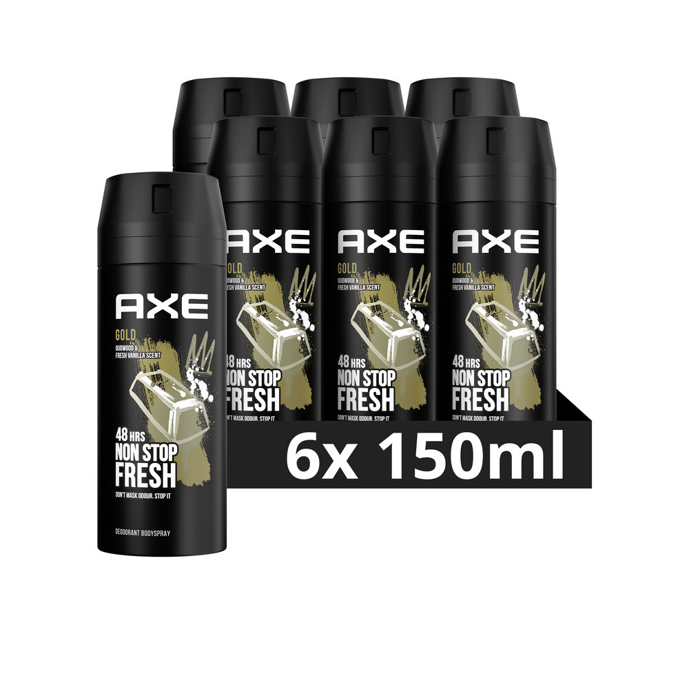 6x Axe Deodorant Bodyspray Gold 150 ml