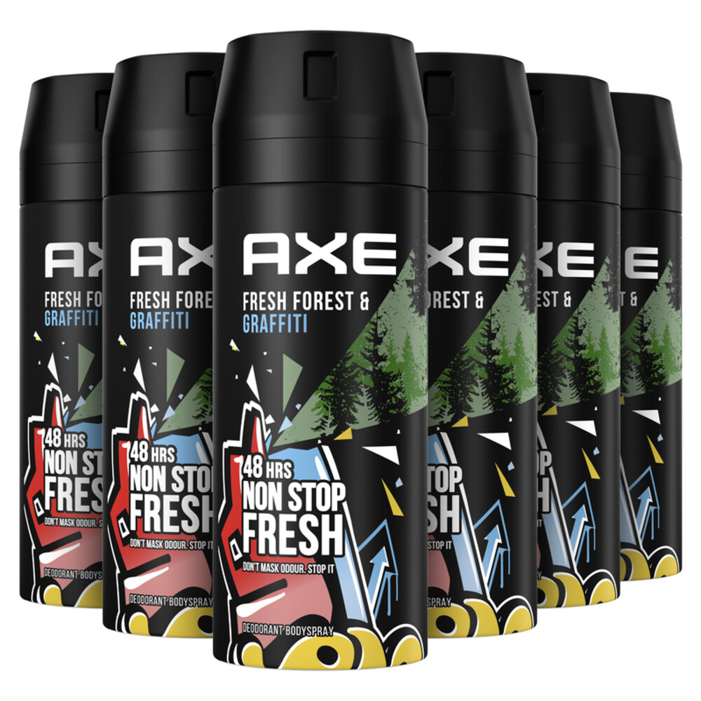 6x Axe Deodorant Spray Forest en Graffiti 150 ml