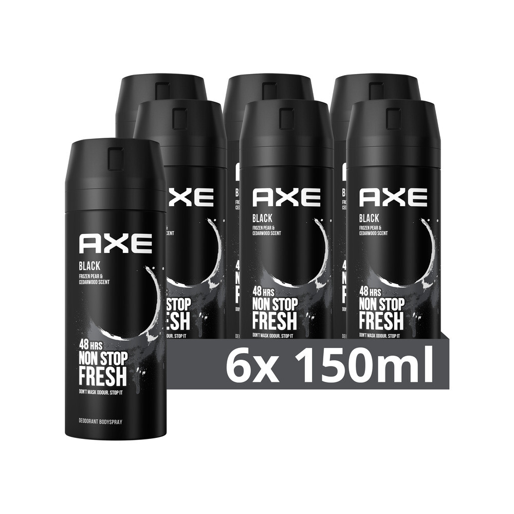 6x Axe Deodorant Bodyspray Black 150 ml