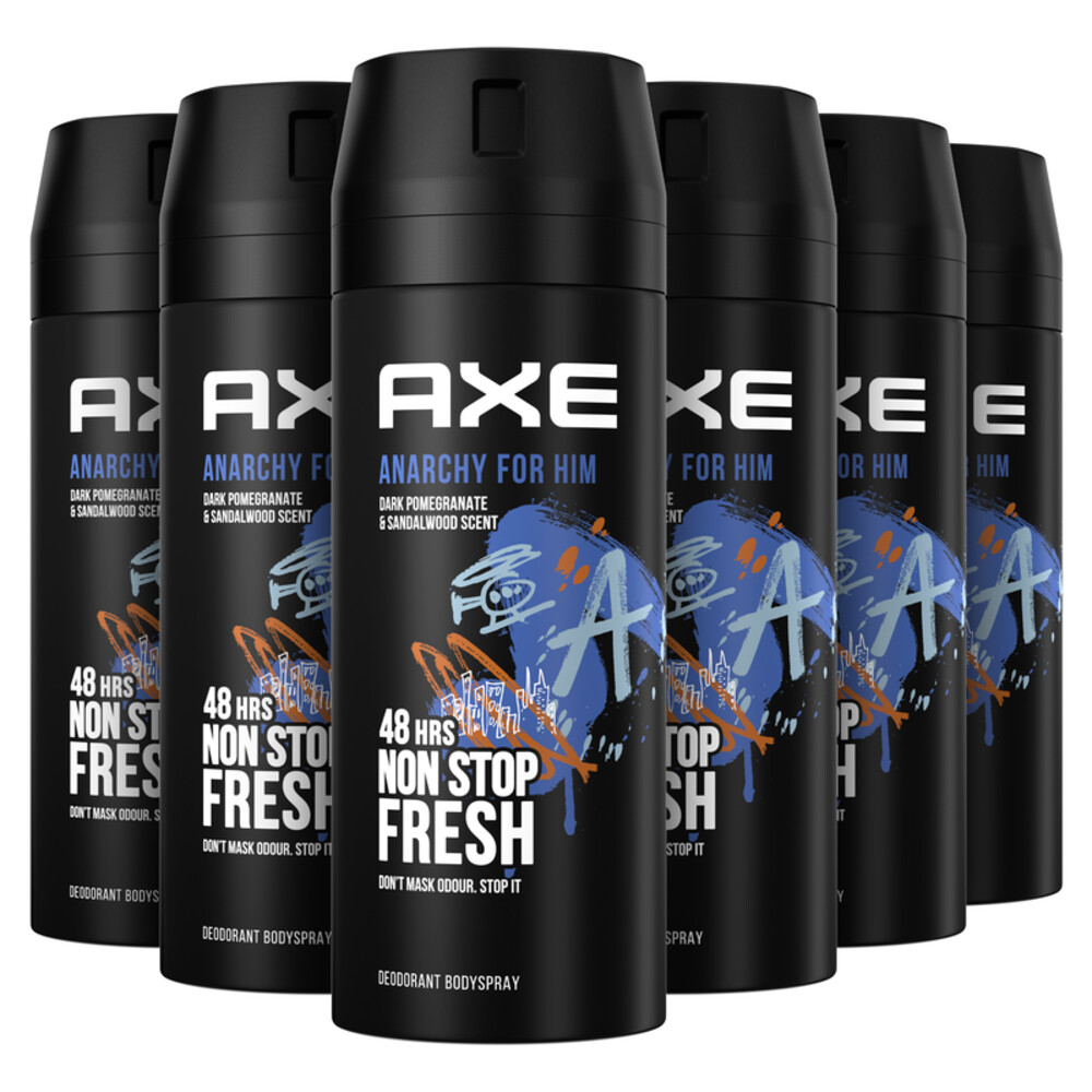 6x Axe Deodorant Bodyspray Anarchy for Him 150 ml