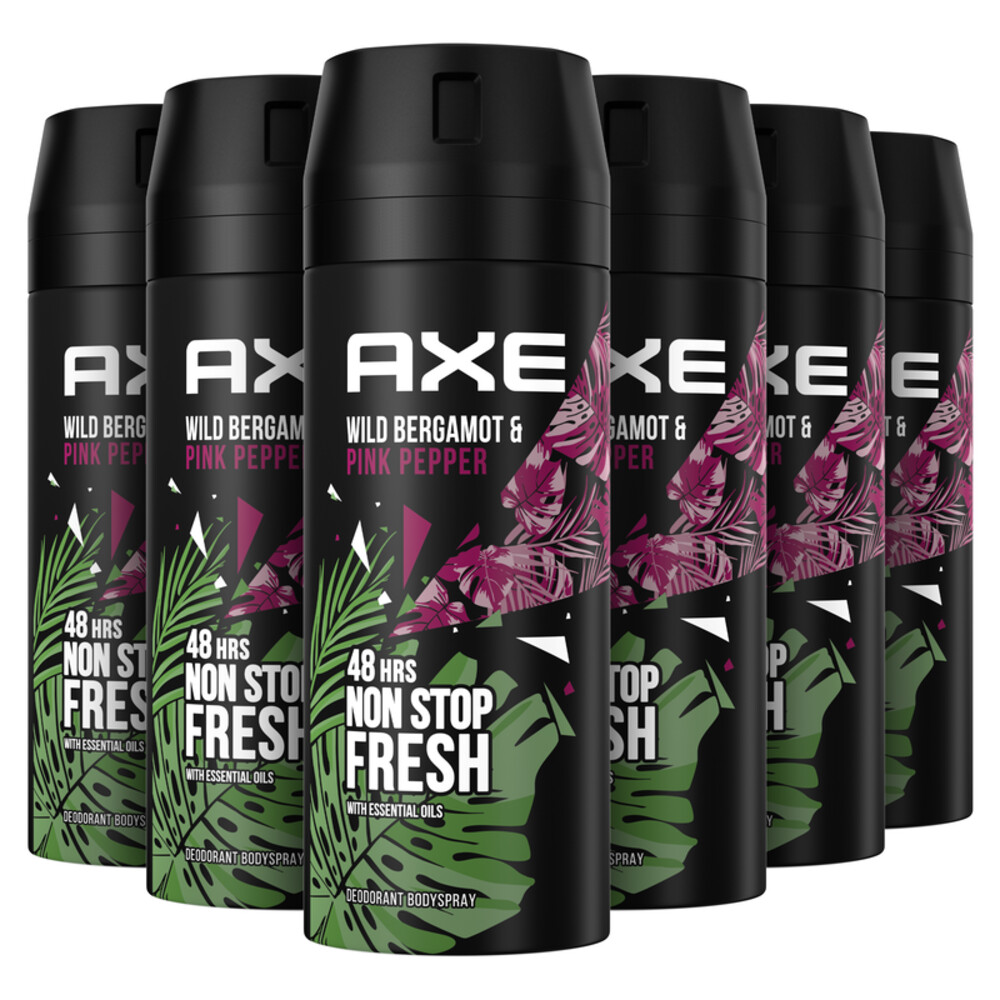 6x Axe Wild Deodorant en Bodyspray Fresh Bergamot + Pink Pepper 150 ml