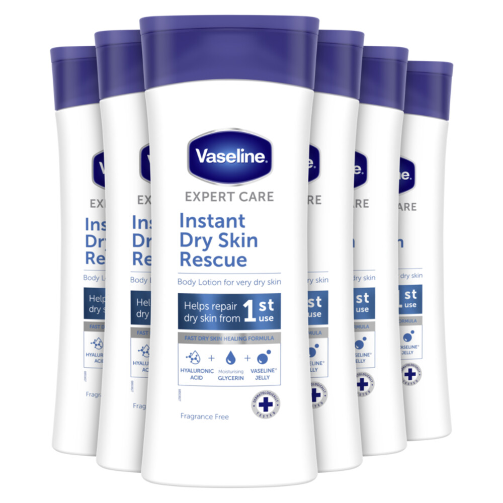 6x Vaseline Bodylotion Expert Care Instant Dry Skin Rescue 400 ml