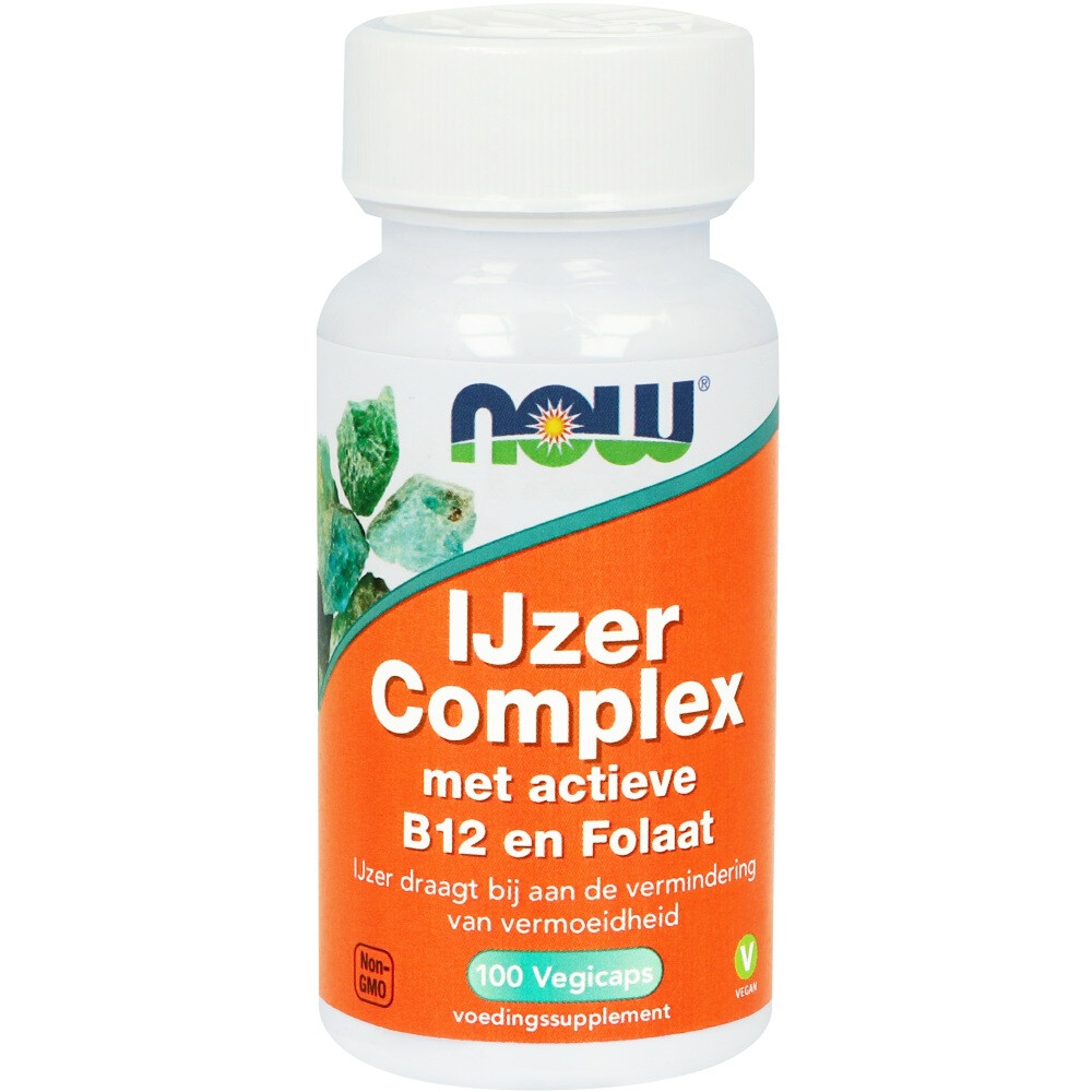 Gratis Verzending: 2x NOW Ijzer Comp B12 Folaat 100 vegacapsules