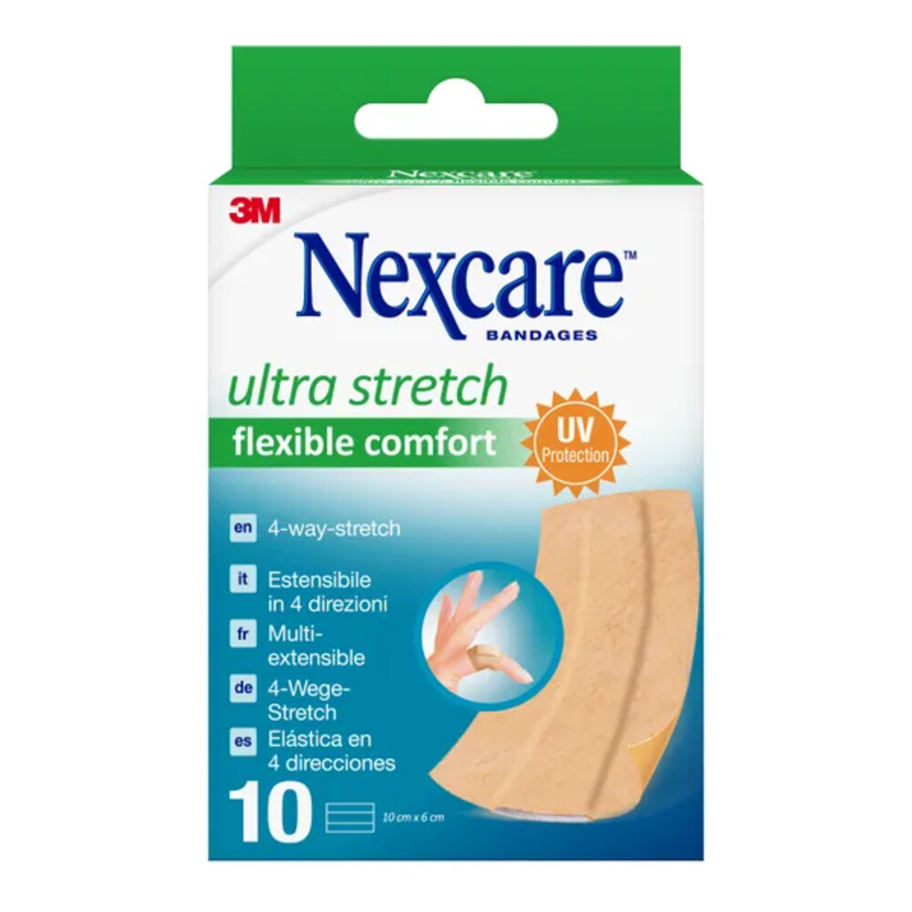 Nexcare Ultra strech Comfort Flexible Pleisters Band 10 x 6 cm 10 stuks