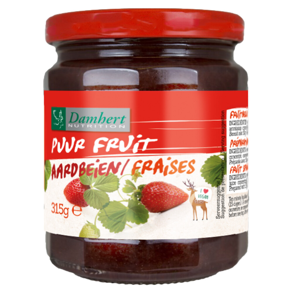 Damhert Puur Fruit Confiture Aardbei 315 gr