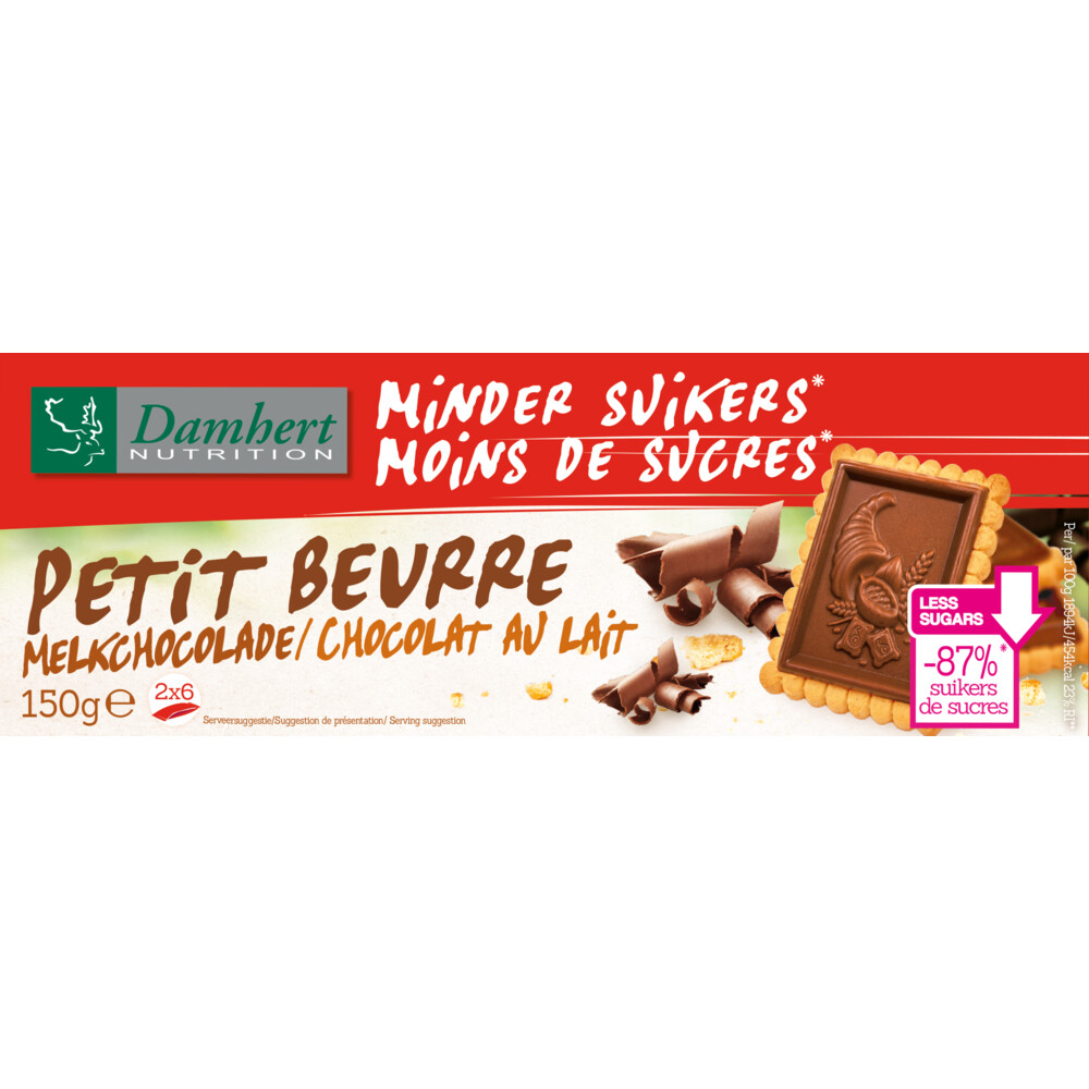 6x Damhert Petit Beurre Melkchocolade 125 gr