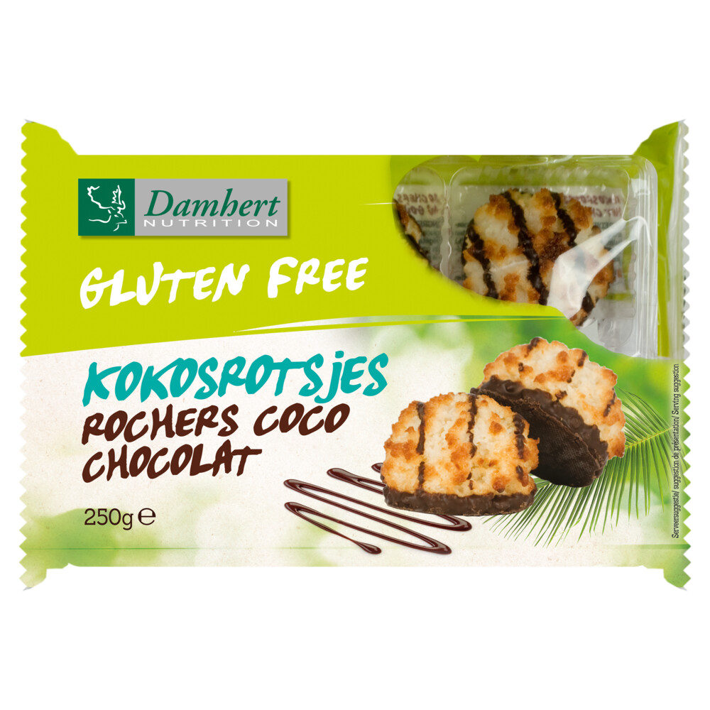 Damhert Kokosrotsjes Chocolade Glutenvrij 250 gr