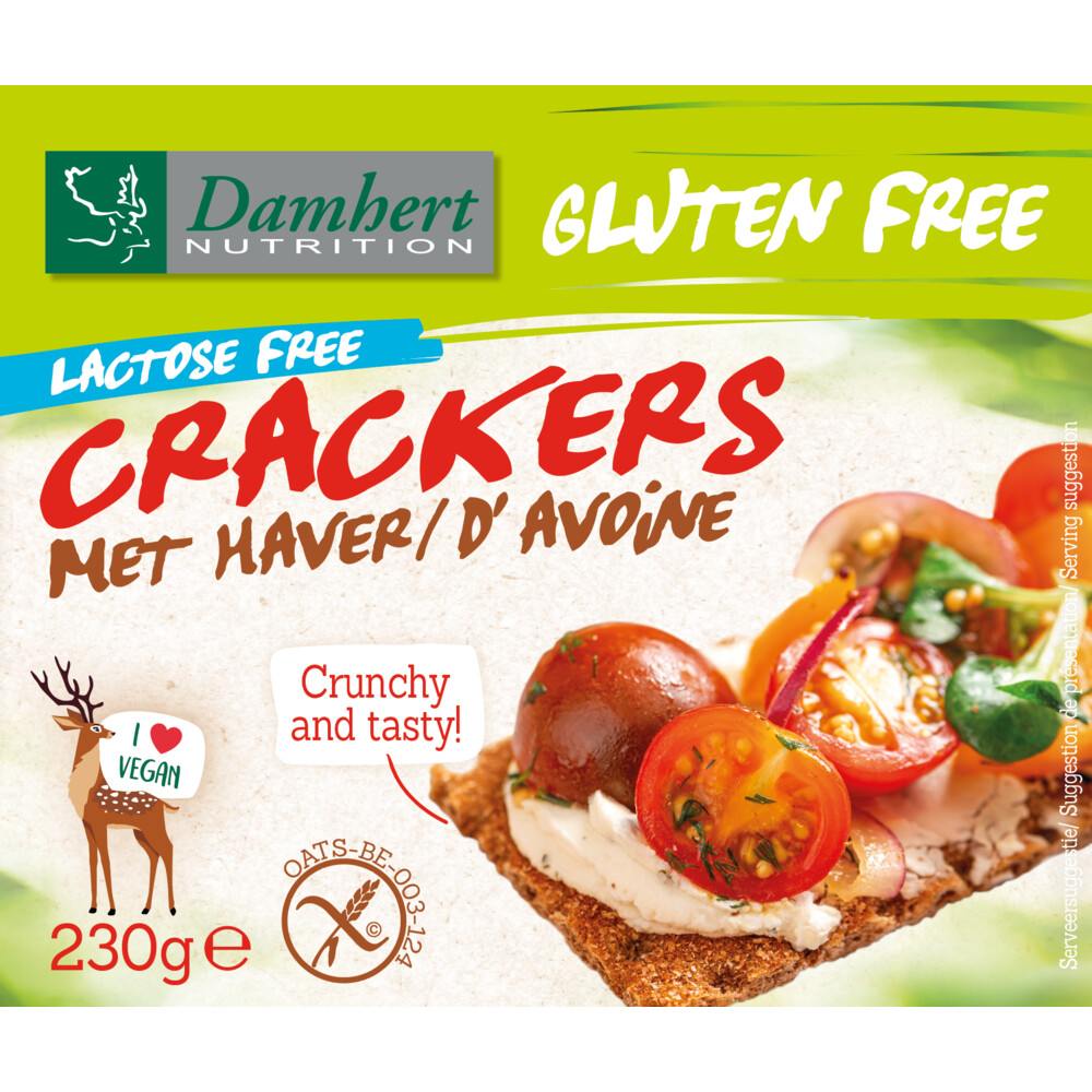 Damhert Crackers Haver Glutenvrij Lactosevrij 230 gr