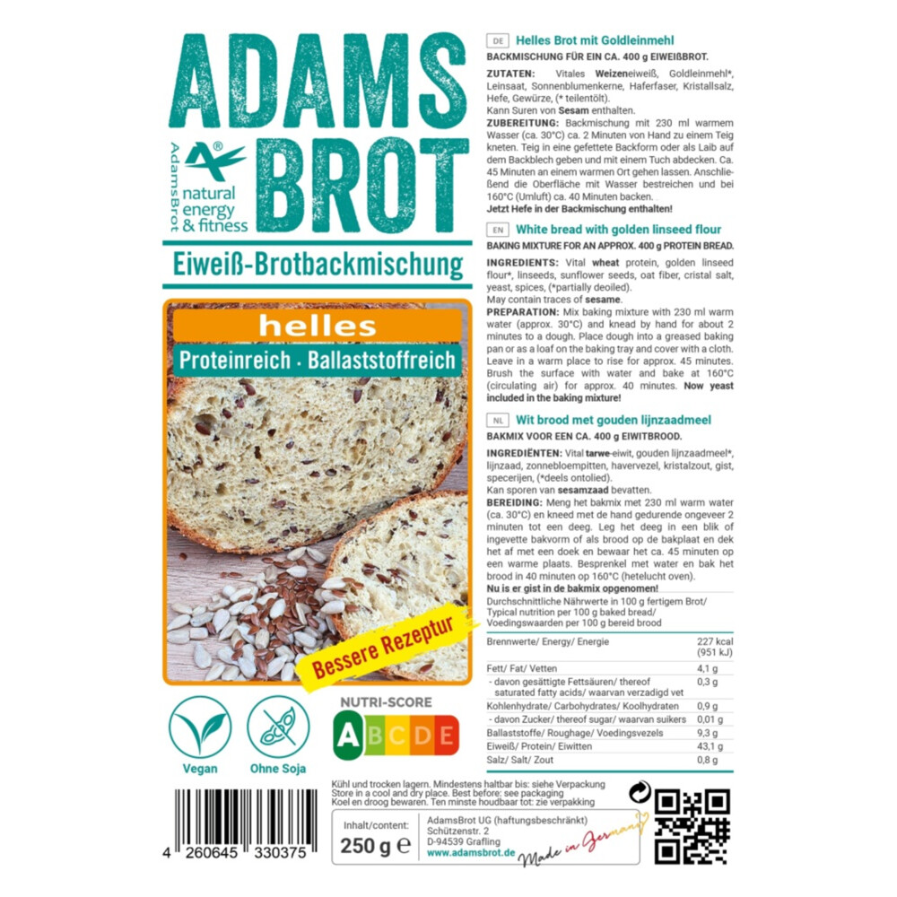 ADAMS brot broodmix helles 250gr
