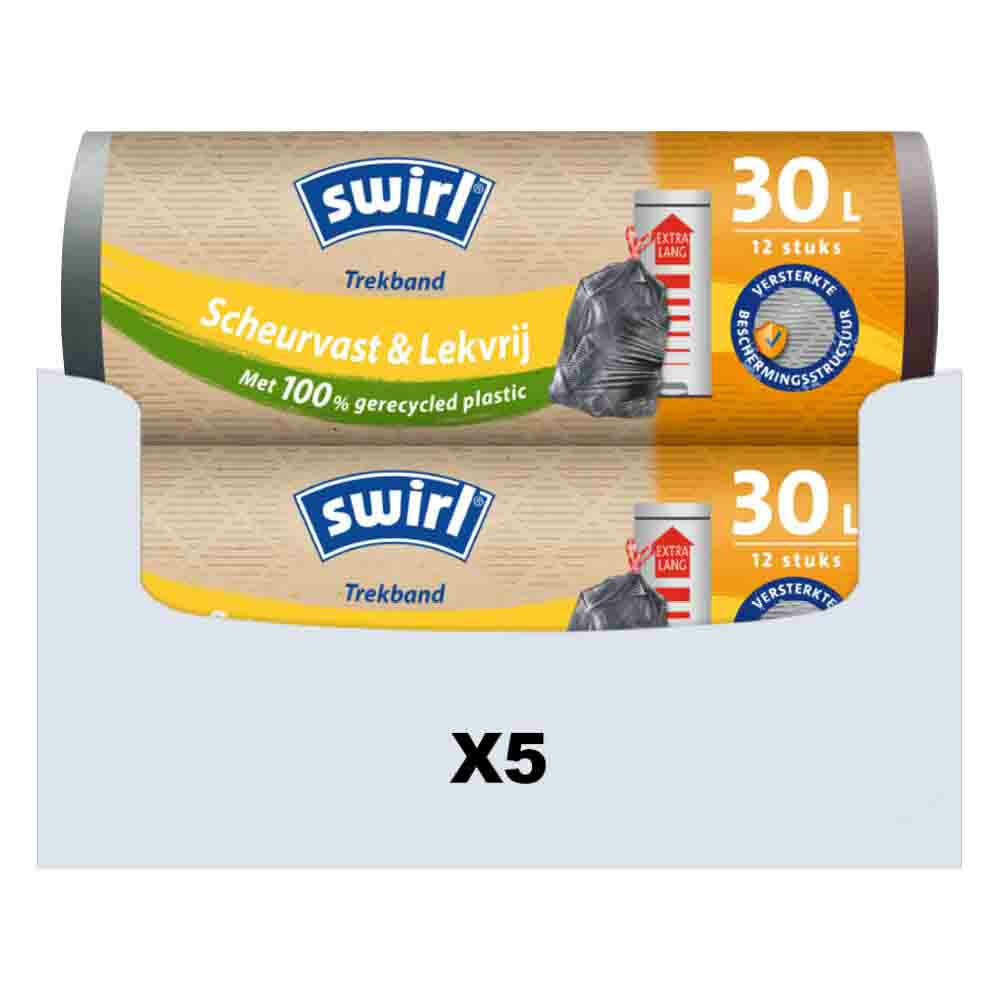 5x Swirl Afvalzakken met Trekband XL 30 liter 12 st