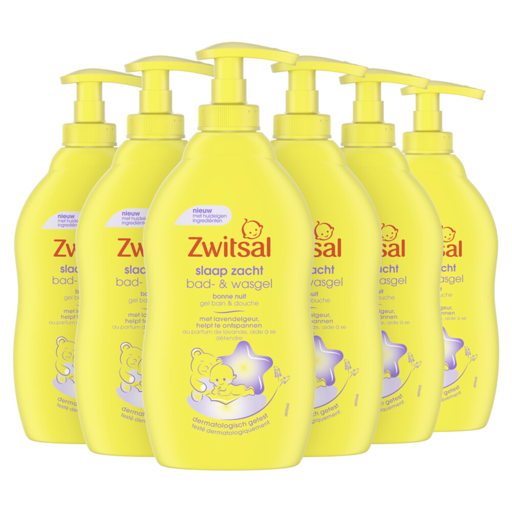 6x Zwitsal Bad- en Wasgel Lavendel 400 ml