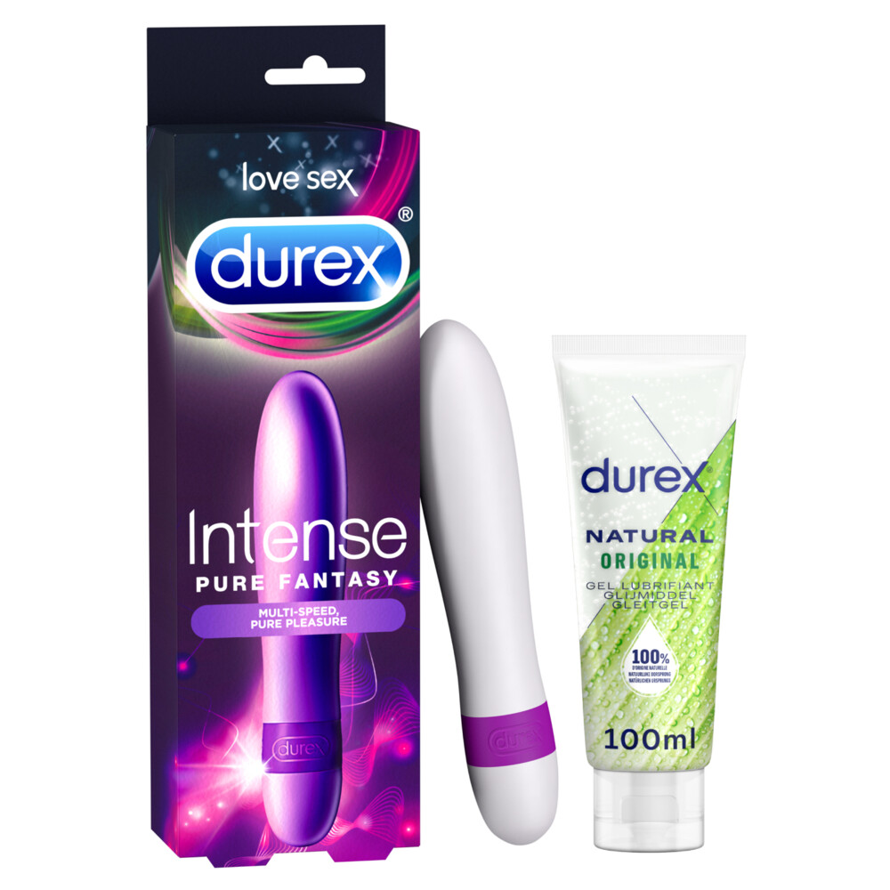 Durex Vibrator Orgasm Intense Pure Fantasy Vibrator + Durex Glijmiddel Natural 100% natuurlijk water