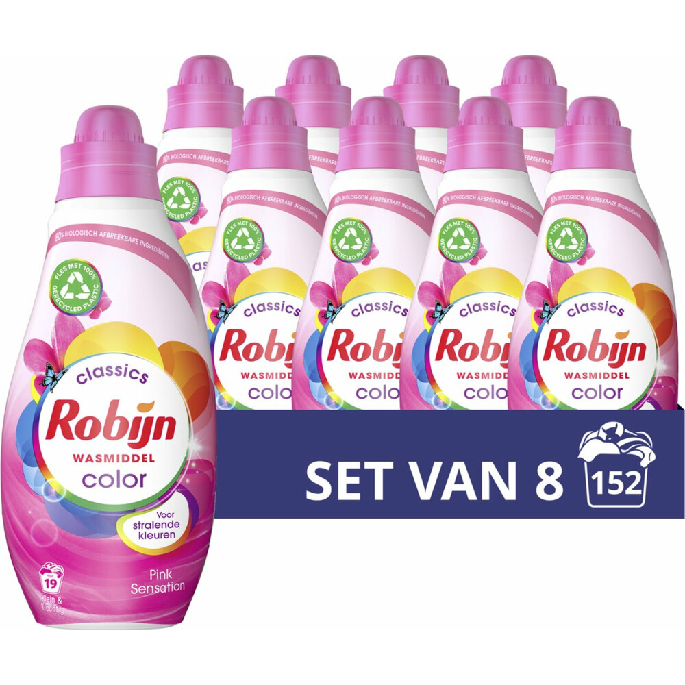 8x Robijn Klein&Krachtig Wasmiddel Pink Sensation 665 ml