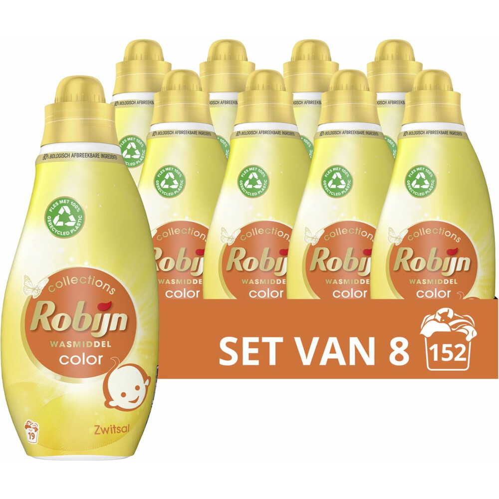 8x Robijn Klein&Krachtig Wasmiddel Zwitsalgeur 665 ml