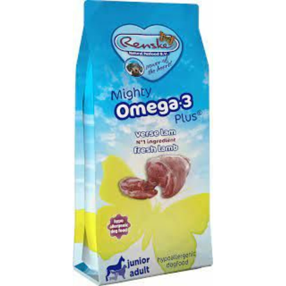 Renske Mighty Omega Plus Geperst Hondenvoer Lam 600 gr