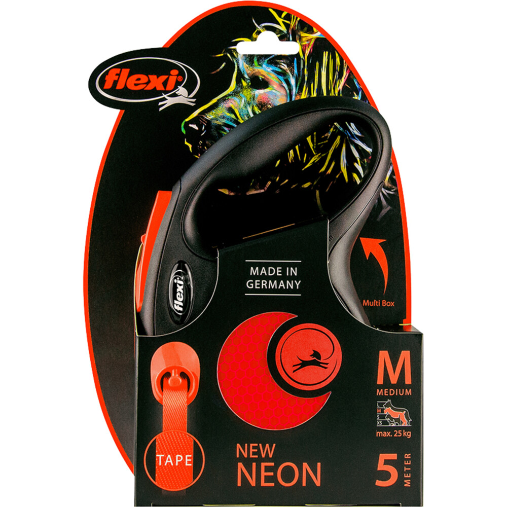 Flexi New Neon Special Edition 5m Hondenriem Zwart Oranje