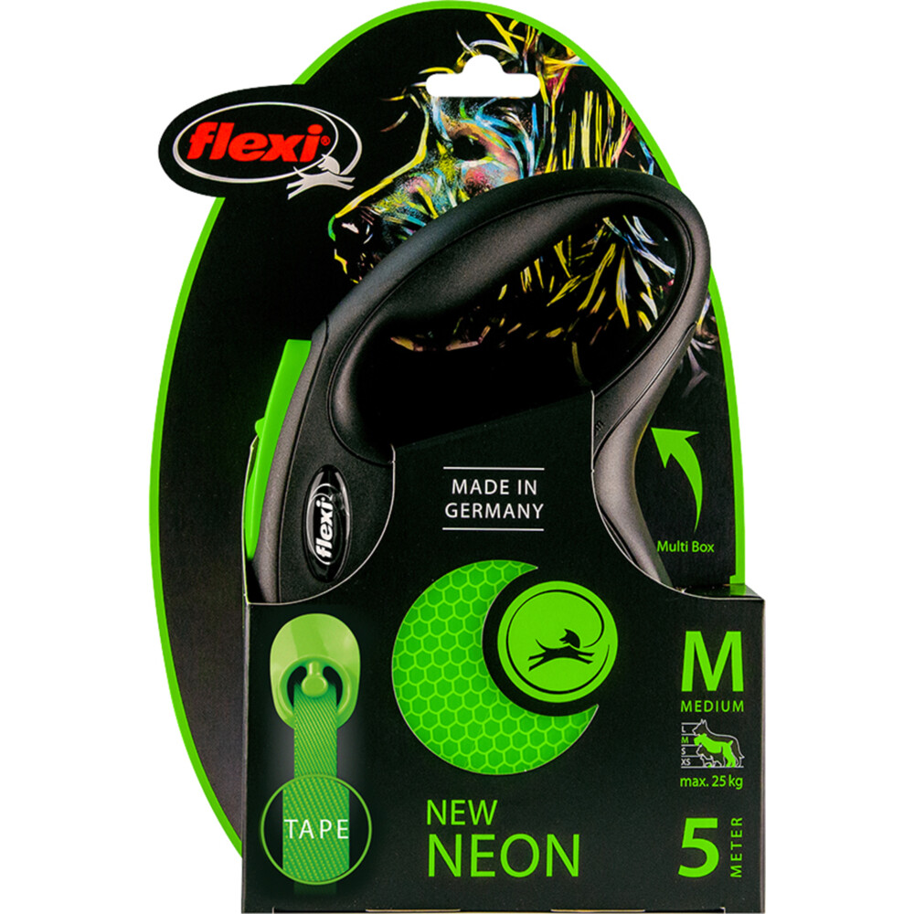 Flexi New Neon Special Edition 5m Hondenriem Zwart Groen