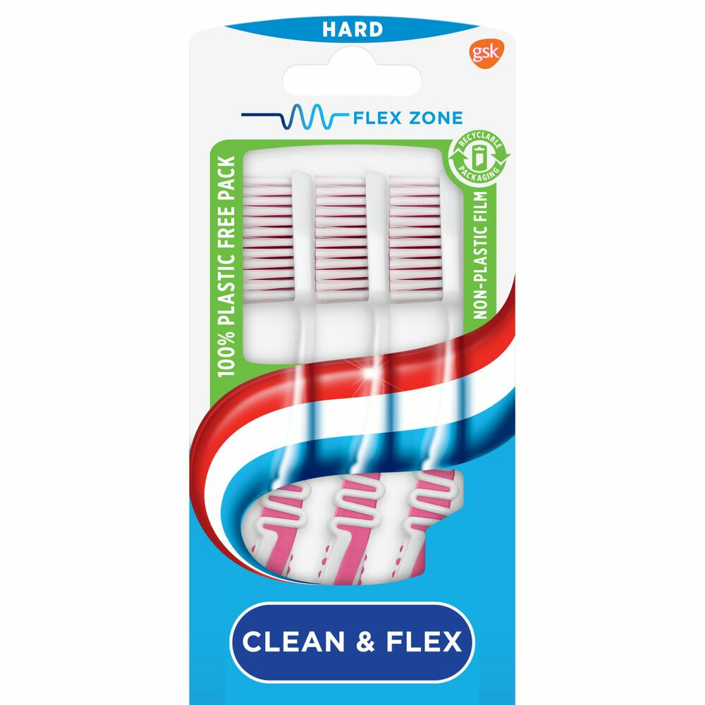 12x Aquafresh Tandenborstel Clean&Flex Hard 3 stuks