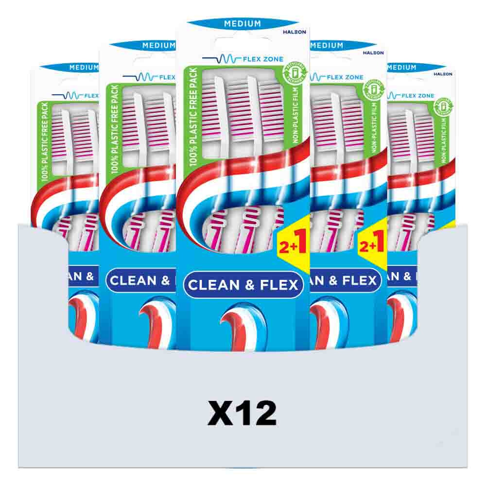 Aquafresh 12x Tandenborstel Clean & Flex Medium 3 - 36 stuks